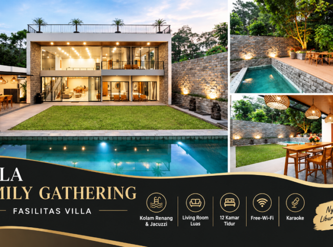 Villa Besar untuk Family Gathering di Kampung daun