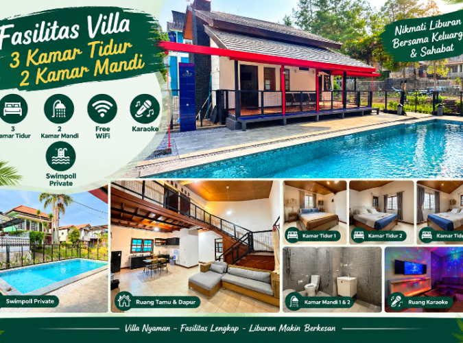 Sewa Villa 3 Kamar Tidur dengan Private Pool dan Karaoke